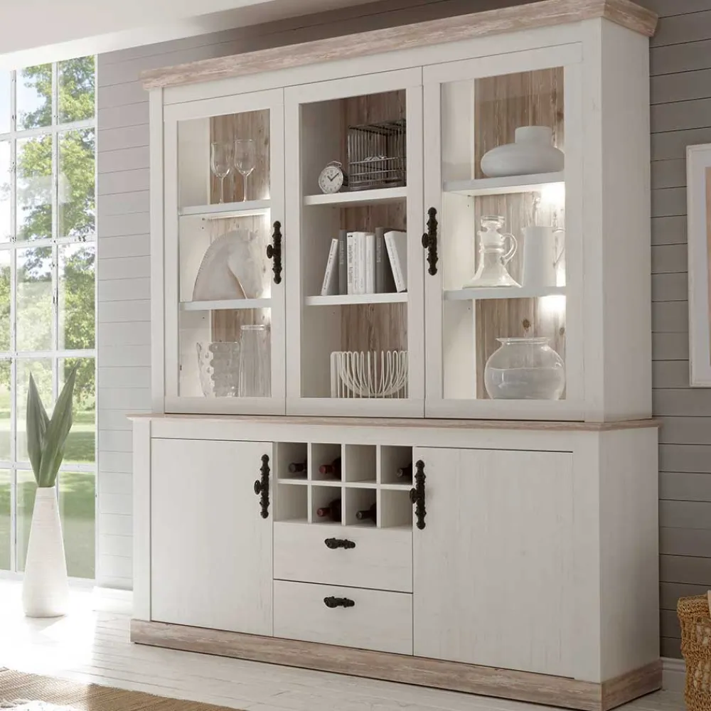 Wohnen Kommoden<Landhaus Buffet Schrank in Weiß Pinie Nedita 184 cm breit