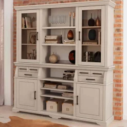 Wohnen Kommoden|Schränke<Landhaus Buffetschrank in Weiß Kiefer gewachst - Curcay