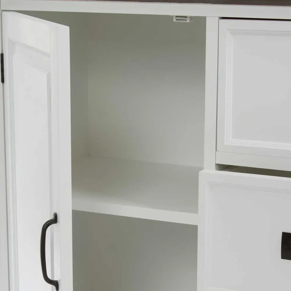 Wohnen Kommoden<Landhaus Buffetschrank in Weiß & Graubraun - Bleaks