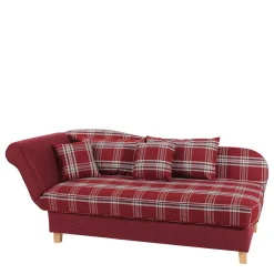 Wohnen Sofas<Landhaus Chaiselongue in Rot mit Karo Muster - Litruna