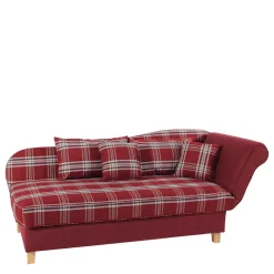Wohnen Sofas<Landhaus Chaiselongue in Rot mit Karo Muster - Litruna