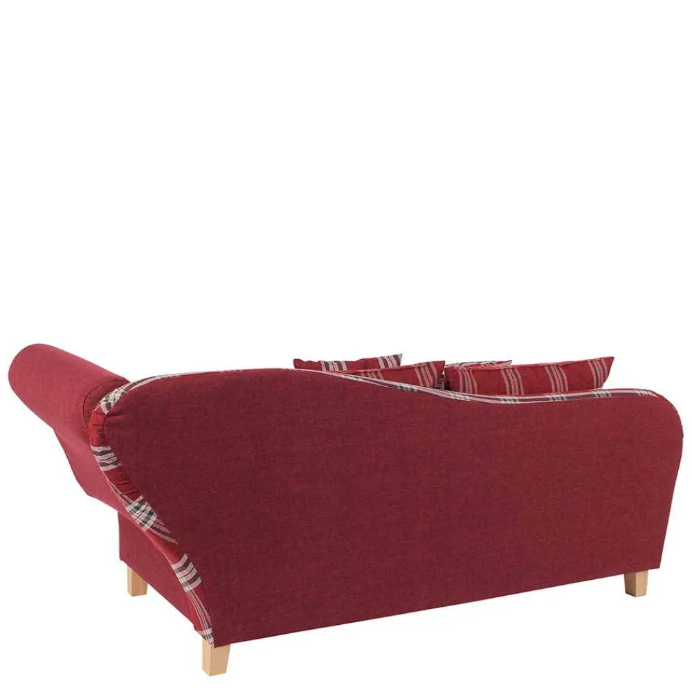 Wohnen Sofas<Landhaus Chaiselongue in Rot mit Karo Muster - Litruna