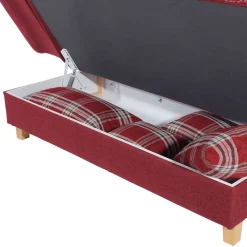 Wohnen Sofas<Landhaus Chaiselongue in Rot mit Karo Muster - Litruna