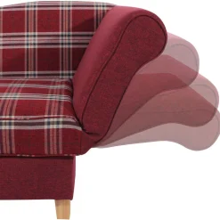 Wohnen Sofas<Landhaus Chaiselongue in Rot mit Karo Muster - Litruna