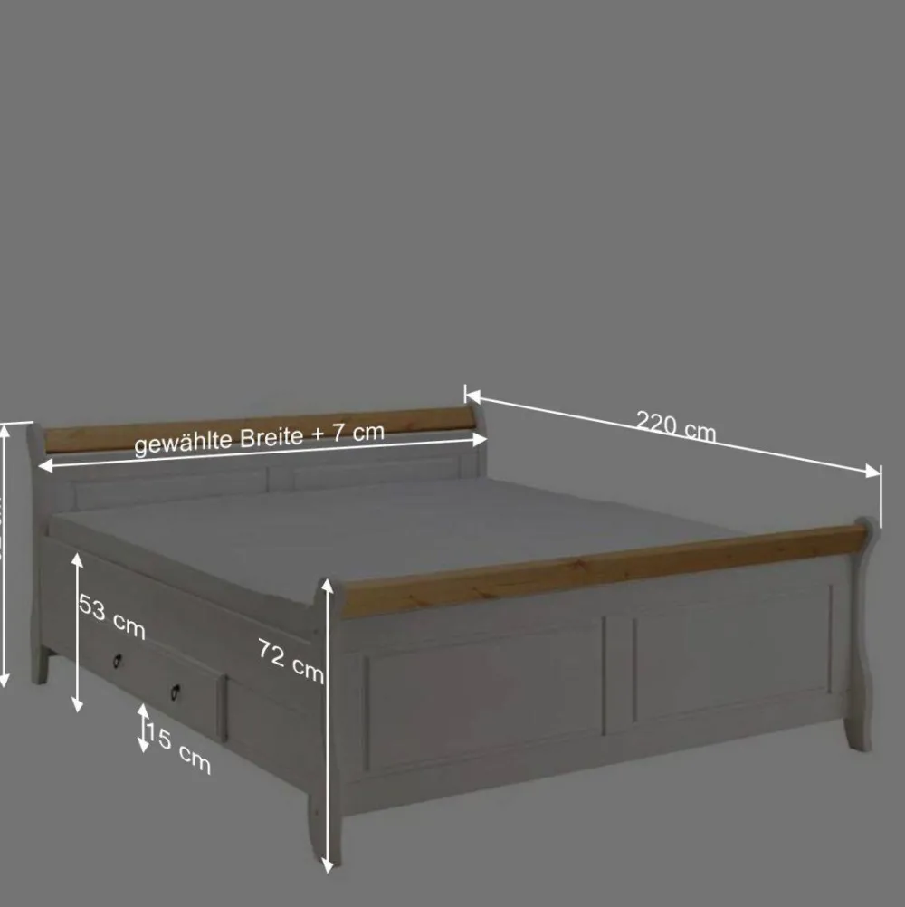 Wohnen Betten<Landhaus Doppelbett & Nachtkommoden - Oradea (dreiteilig)