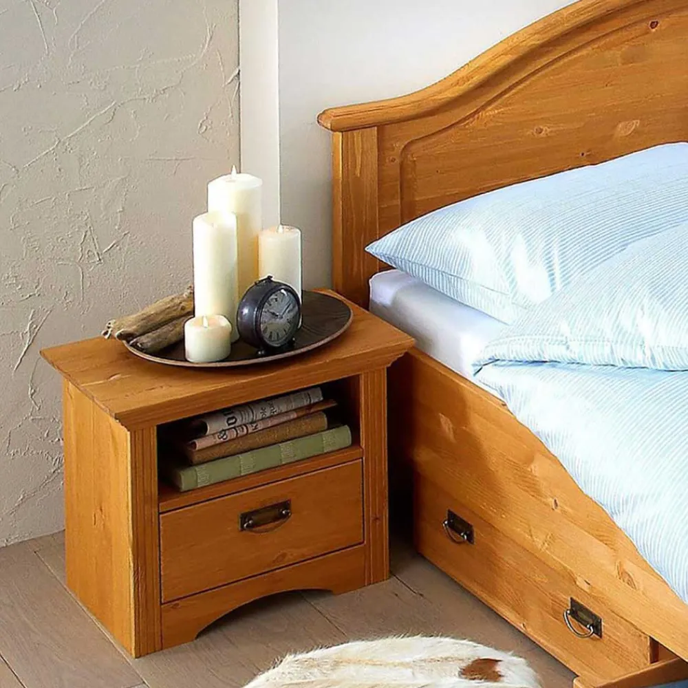 Wohnen Betten<Landhaus Doppelbett Set in Kiefer - Vocoja (dreiteilig)
