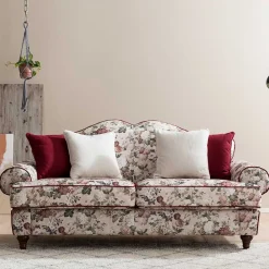 Wohnen Sofas<Landhaus Dreisitzer Sofa mit Blumen - Baonga