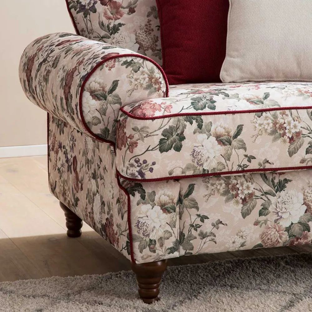 Wohnen Sofas<Landhaus Dreisitzer Sofa mit Blumen - Baonga