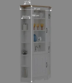 Wohnen Vitrinen<Landhaus Eckvitrine aus Kiefer zweifarbig - Ribeiro