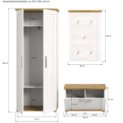 Wohnen Garderoben<Landhaus Flureinrichtung Set - Tocella (dreiteilig)