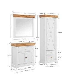 Wohnen Garderoben<Landhaus Flurmöbel Set aus Kiefer - Saluts (dreiteilig)