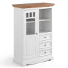 Wohnen Highboards<Landhaus Highboard in Weiß und Eiche - Bordona