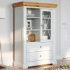 Wohnen Highboards<Landhaus Highboard in Weiß & Kiefer Natur - Saluts