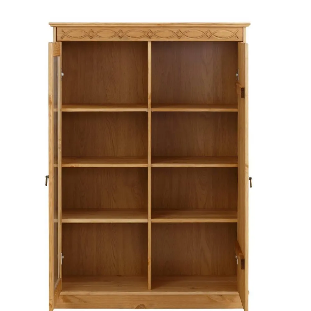 Wohnen Highboards|Vitrinen<Landhaus Highboard Vitrine aus Kiefer - Goro