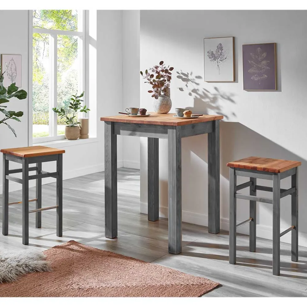 Wohnen Sitzgruppe<Landhaus Hochtisch und Barhocker Set - Ziamora (dreiteilig)