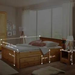 Wohnen Betten<Landhaus Holzbett & Nachttische - Imressa (dreiteilig)