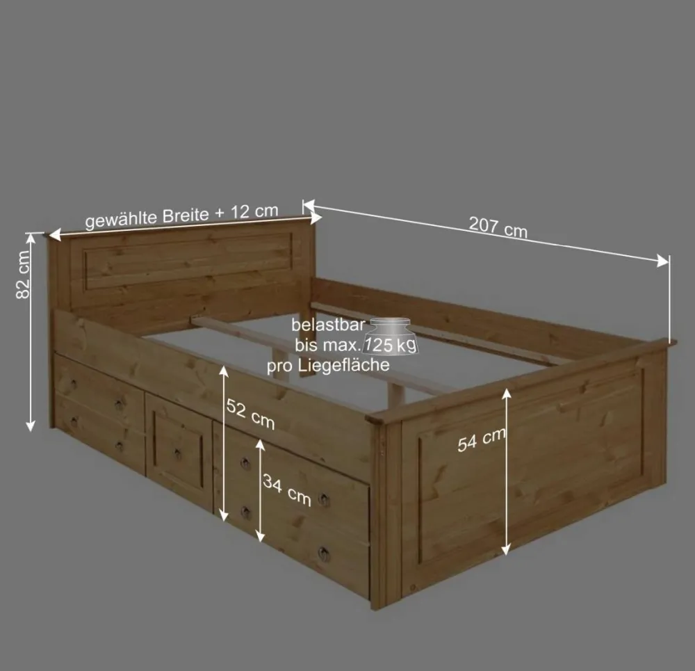 Wohnen Betten<Landhaus Holzbett & Nachttische - Imressa (dreiteilig)