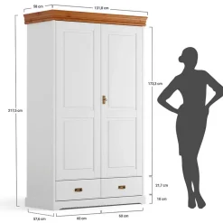 Wohnen Kleiderschränke|Schränke<Landhaus Kombi-Kleiderschrank aus Kiefernholz - Varicano