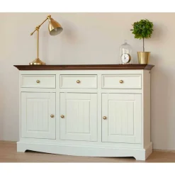 Wohnen Sideboards<Landhaus Kombikommode in Weiß und Nussbaum - Manipur