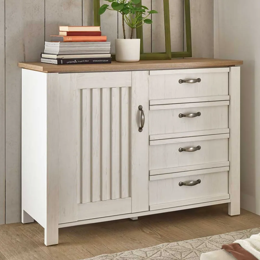 Wohnen Sideboards<Landhaus Kombi-Kommode in Weiß - Malvissa