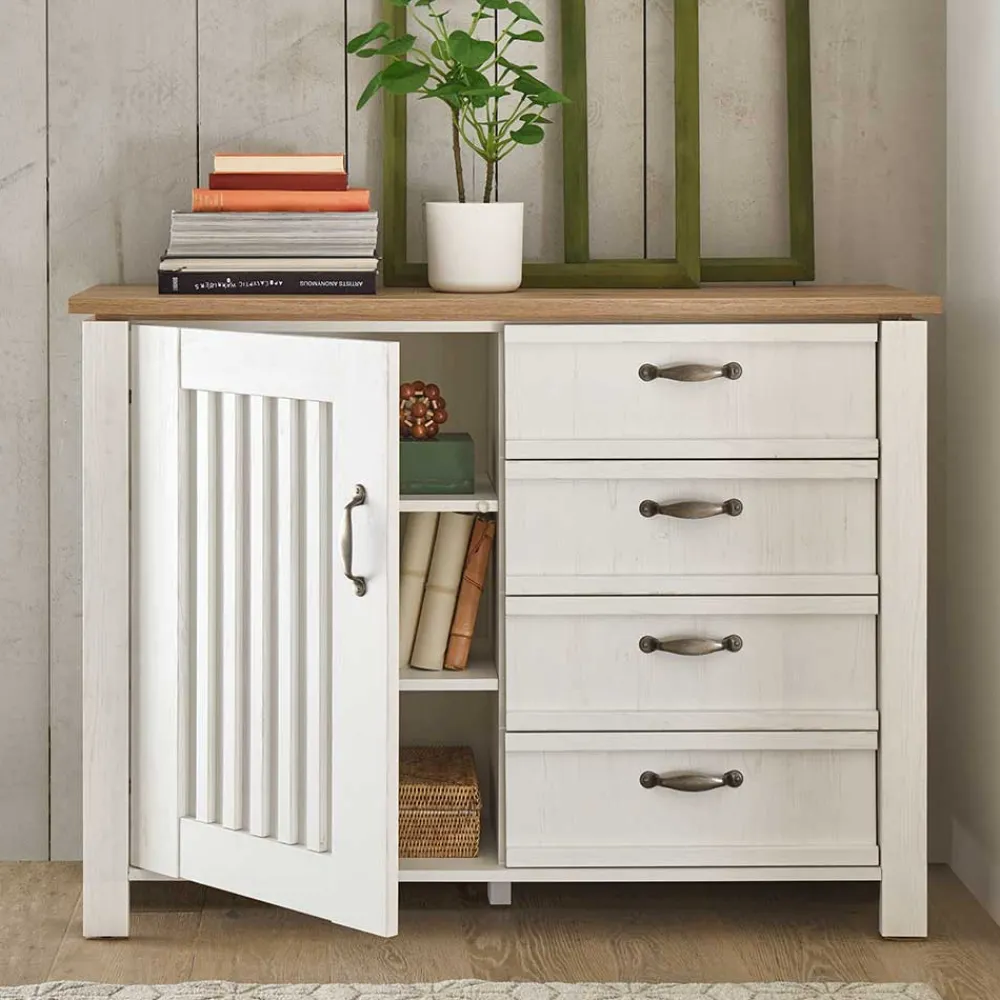 Wohnen Sideboards<Landhaus Kombi-Kommode in Weiß - Malvissa