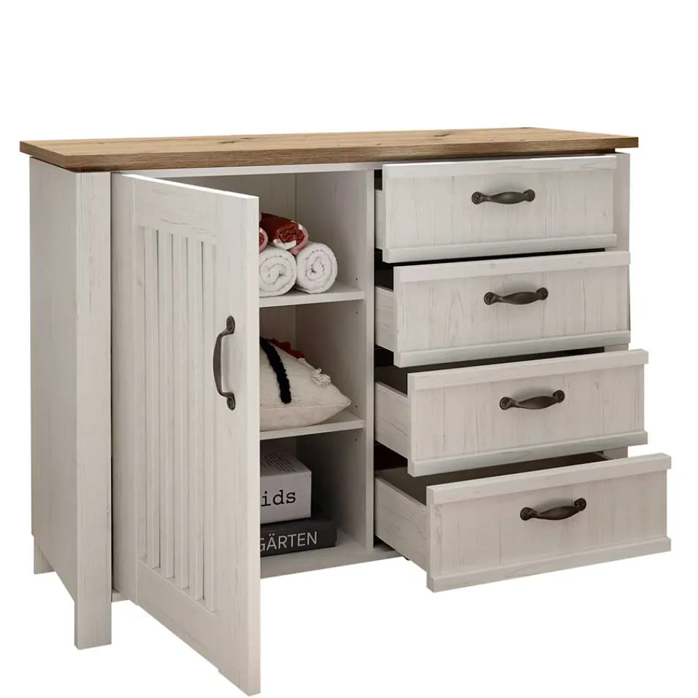 Wohnen Sideboards<Landhaus Kombi-Kommode in Weiß - Malvissa