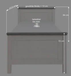Wohnen Betten<Landhaus Massivholzbett in Weiß & Grau - Mirandesca