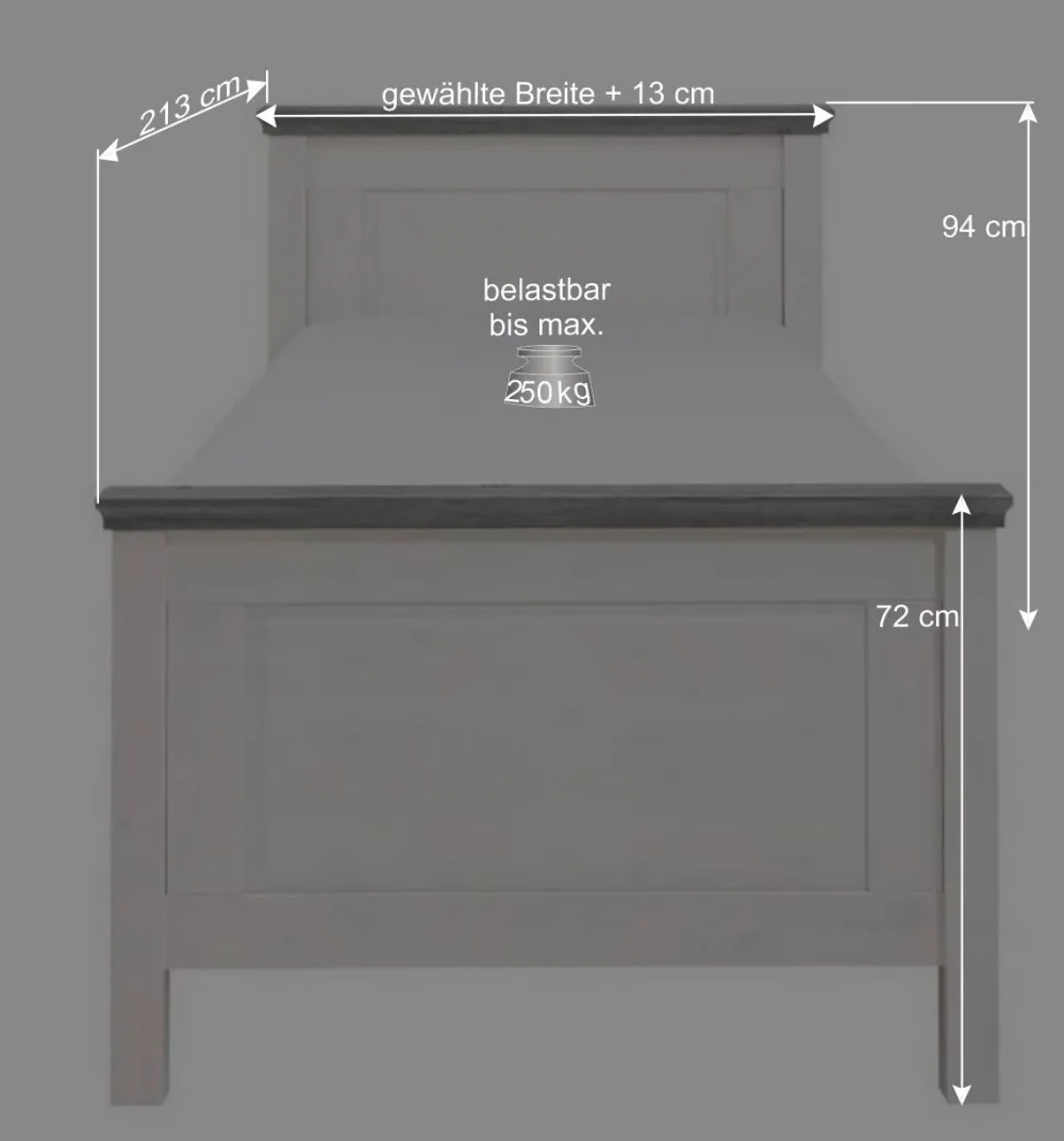 Wohnen Betten<Landhaus Massivholzbett in Weiß & Grau - Mirandesca