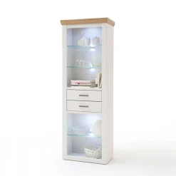 Wohnen Regale|Vitrinen<Landhaus MDF Regal mit Glasböden - Samula