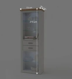 Wohnen Regale|Vitrinen<Landhaus MDF Regal mit Glasböden - Samula