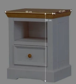 Wohnen Kommoden<Landhaus Nachtschrank in Weiß & Eichefarben - Envicron