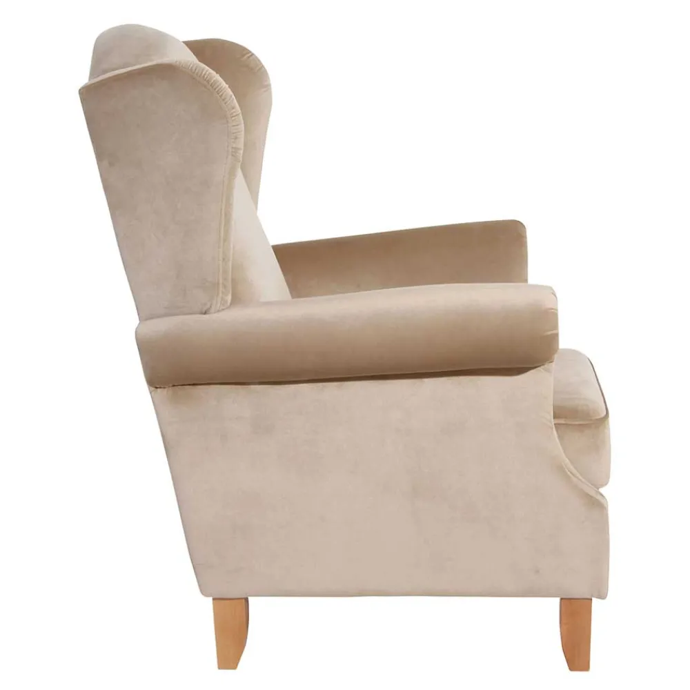 Wohnen Sessel<Landhaus Ohrensessel in Beige und Buche - Passe