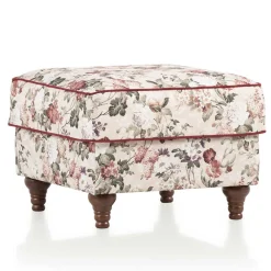 Wohnen Hocker<Landhaus Polsterhocker mit Vintage Blumen Muster - Baonga