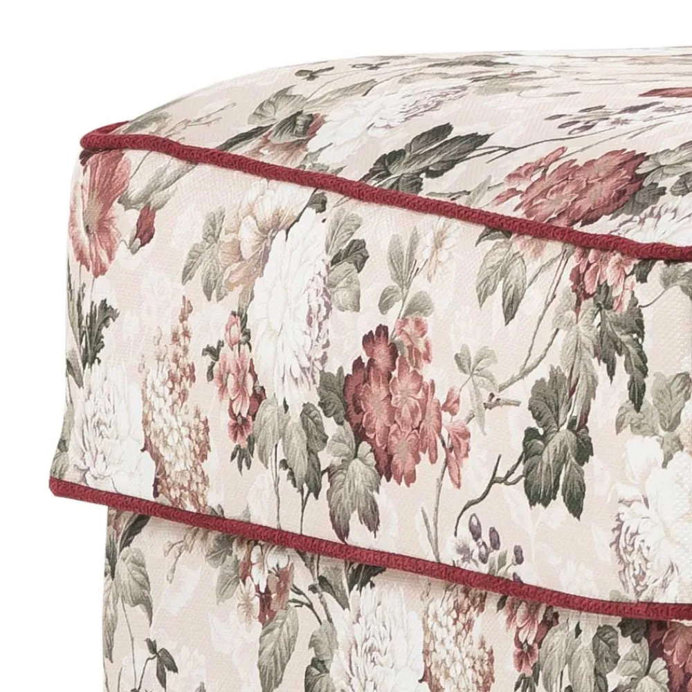Wohnen Hocker<Landhaus Polsterhocker mit Vintage Blumen Muster - Baonga
