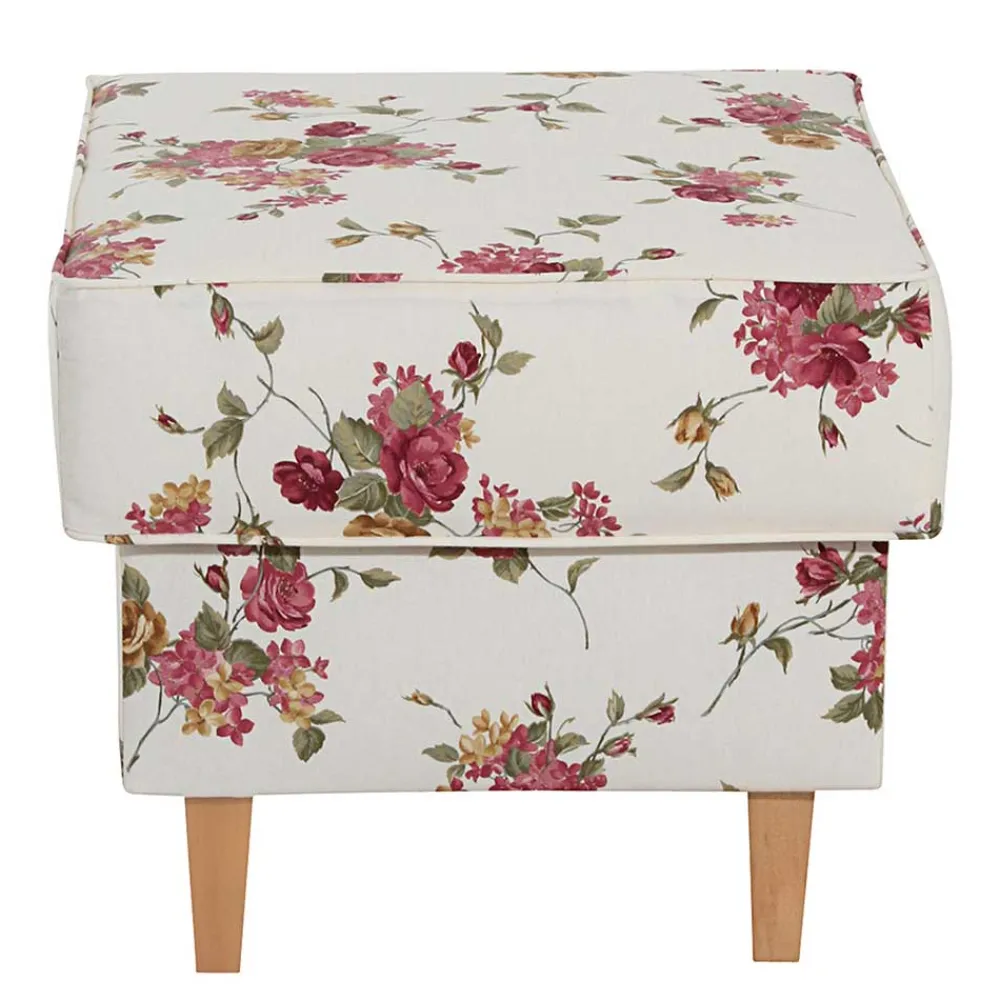 Wohnen Hocker<Landhaus Polsterhocker mit Blumen Stoff - Blackbeard