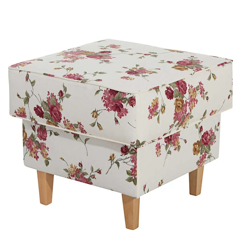 Wohnen Hocker<Landhaus Polsterhocker mit Blumen Stoff - Blackbeard