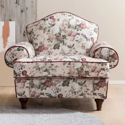 Wohnen Sessel<Landhaus Polstersessel mit Vintage Blumen Flair - Baonga