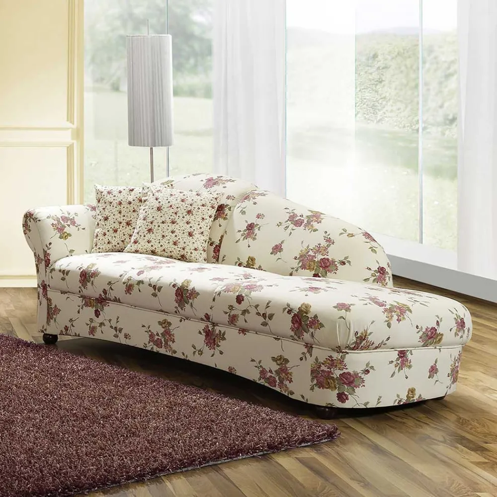 Wohnen Sofas<Landhaus Recamiere mit Blumen Stoff - Nitesa