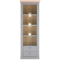 Wohnen Regale|Vitrinen<Landhaus Regal in Lichtgrau & Eiche NB - Buleta