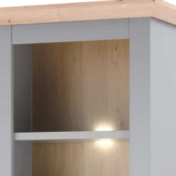 Wohnen Regale|Vitrinen<Landhaus Regal in Lichtgrau & Eiche NB - Buleta