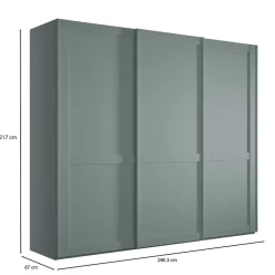 Wohnen Kleiderschränke|Schränke<Landhaus Schwebetüren-Schrank in Graugrün - Rajavo