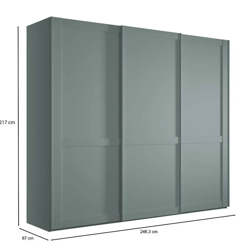 Wohnen Kleiderschränke|Schränke<Landhaus Schwebetüren-Schrank in Graugrün - Rajavo