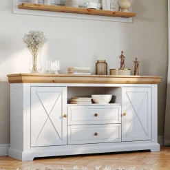 Wohnen Sideboards<Landhaus Sideboard in Weiß & Natur Kiefer - Saluts