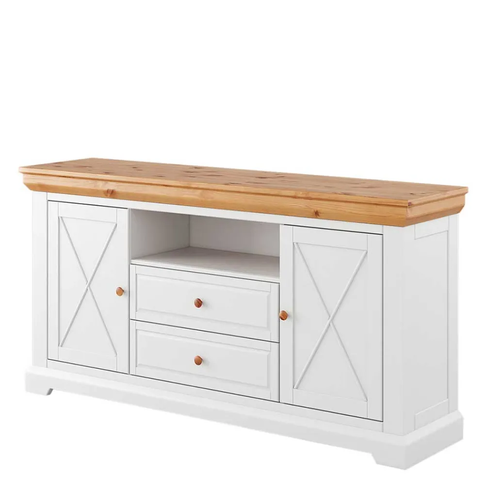 Wohnen Sideboards<Landhaus Sideboard in Weiß & Natur Kiefer - Saluts