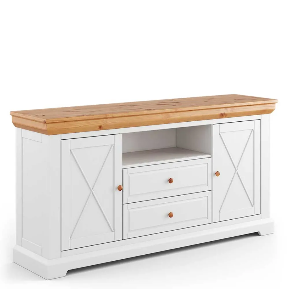 Wohnen Sideboards<Landhaus Sideboard in Weiß & Natur Kiefer - Saluts
