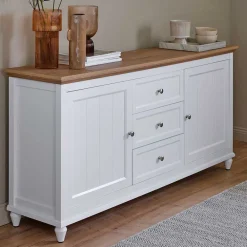 Wohnen Sideboards<Landhaus Sideboard in Weiß und Eiche - Smaly