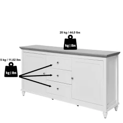 Wohnen Sideboards<Landhaus Sideboard in Weiß und Eiche - Smaly