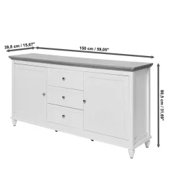 Wohnen Sideboards<Landhaus Sideboard in Weiß und Eiche - Smaly