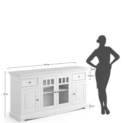 Wohnen Sideboards<Landhaus Sideboard mit Glaseinsätzen - Bordona