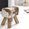 Wohnen Hocker<Landhaus Sitzhocker Darinca mit Ziegenfell und Holz